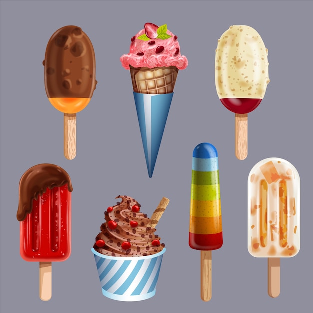 Collezione di gelati realistici