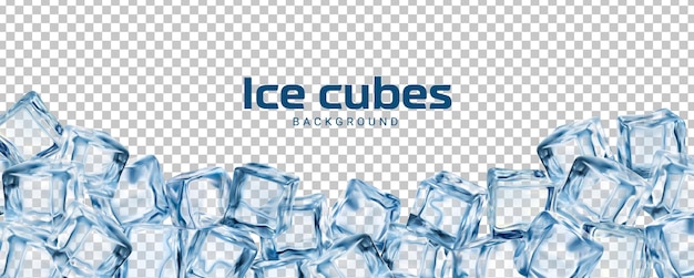 Realistic ice cubes background crystal ice blocks