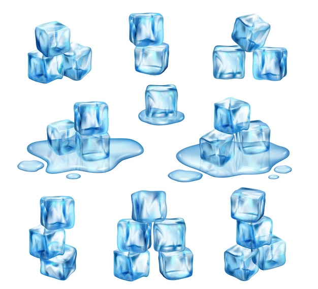 リアルな氷の立方体が氷の塊を溶かす