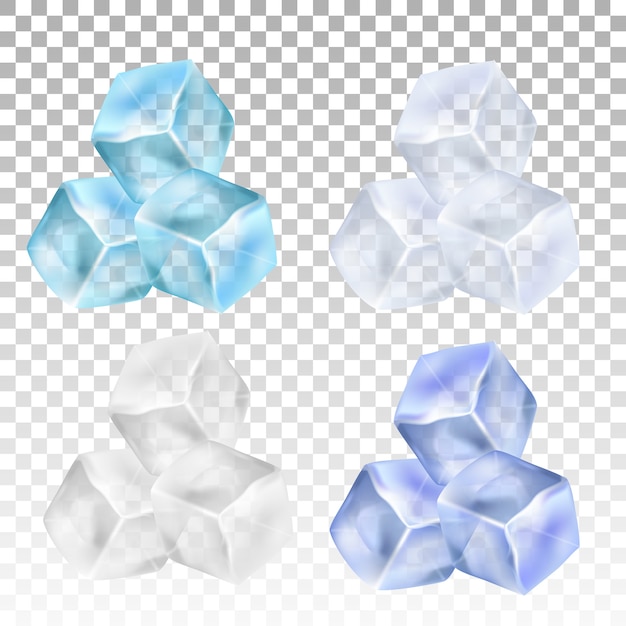 Realistic ice cubes on a transparent background.