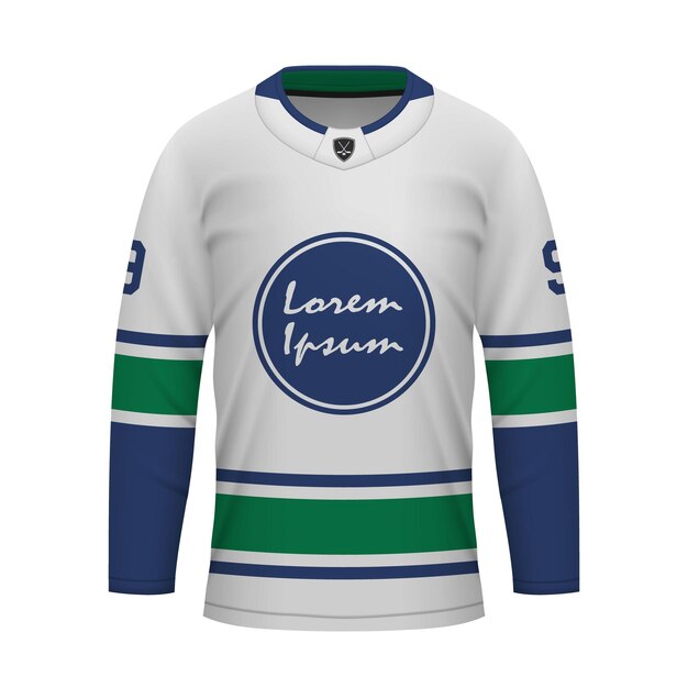 Реалистичный шаблон хоккейной футболки Ванкувера на выезде