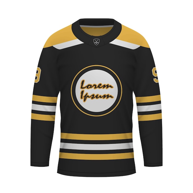 Realistic ice hockey shirt of boston jersey template