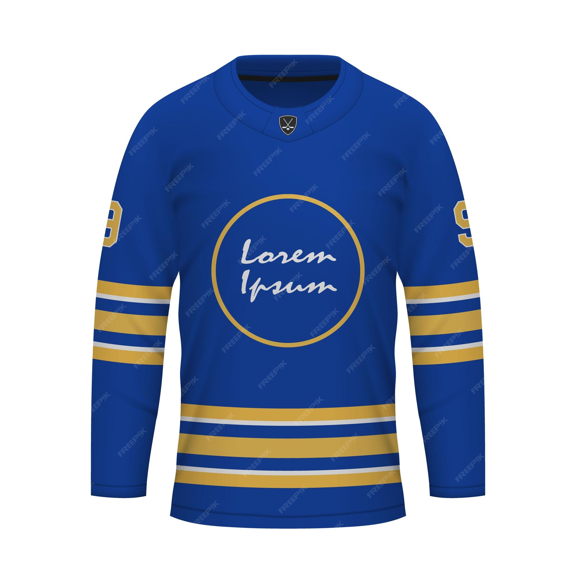 Realistic hockey kit, shirt template for ice hockey jersey Buffalo