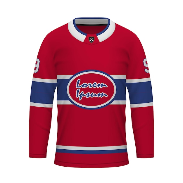 Maglia da hockey su ghiaccio realistica del modello jersey di montreal