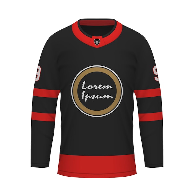 Realistic Ice Hockey shirt of Ottawa jersey template