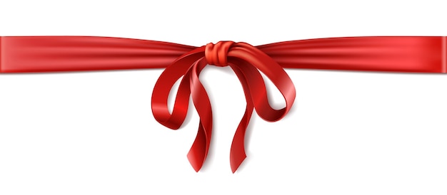 Vector realistic icon horizontal red ribbon and a bow