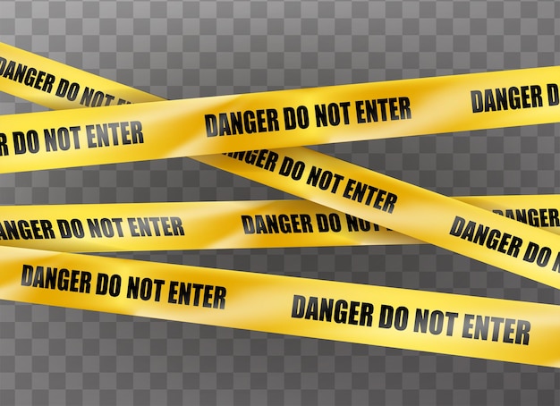 Vector realistic icon yellow ribbon danger do not enter warning signs