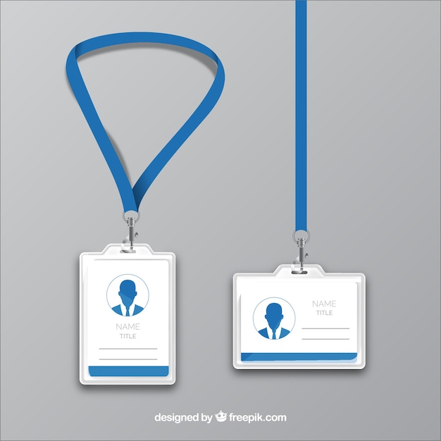 Vector realistic id card with clasp and lanyards