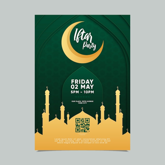 Vector realistic iftar invitation template