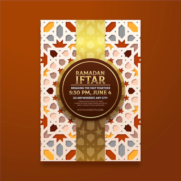 Realistic iftar invitation template