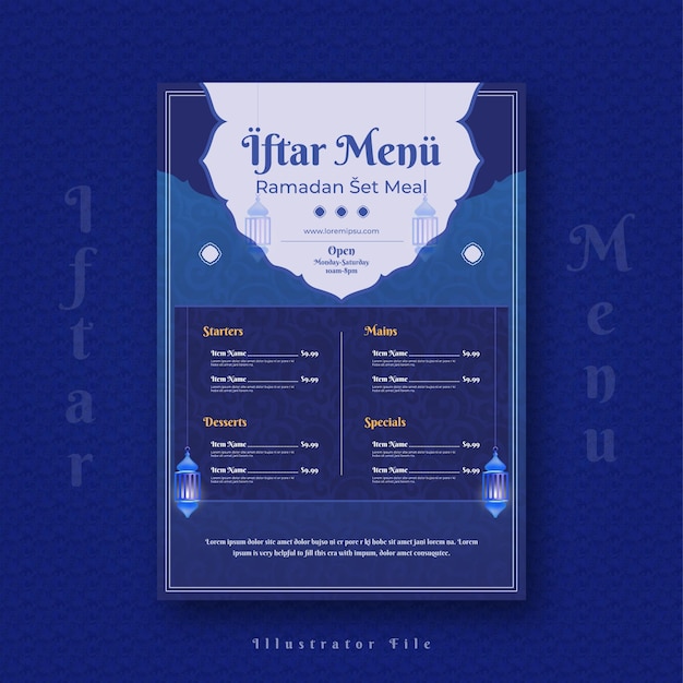 Vector realistic iftar menu design vector