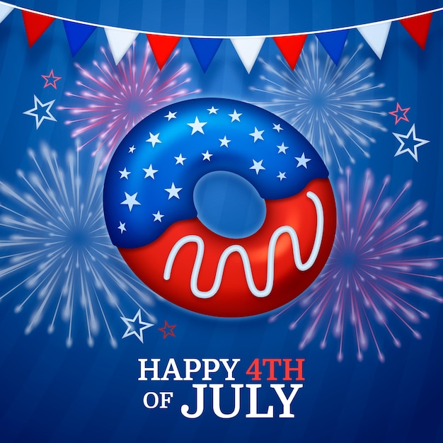 Realistic illustration for american 4th of july celebration