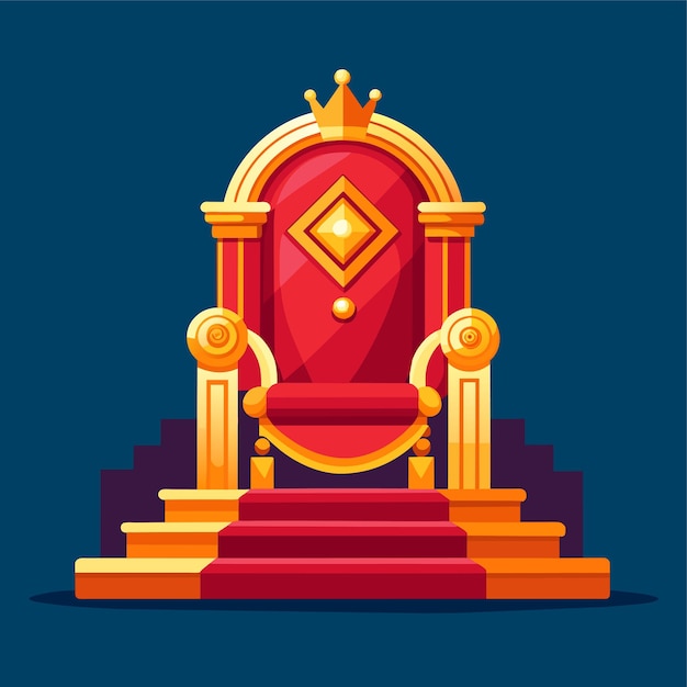 Vettore illustrazione realistica di un antico trono reale rosso
