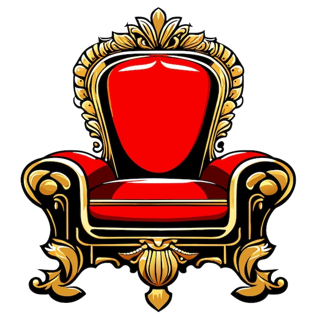 Vector realistic illustration of an ancient red royal throne