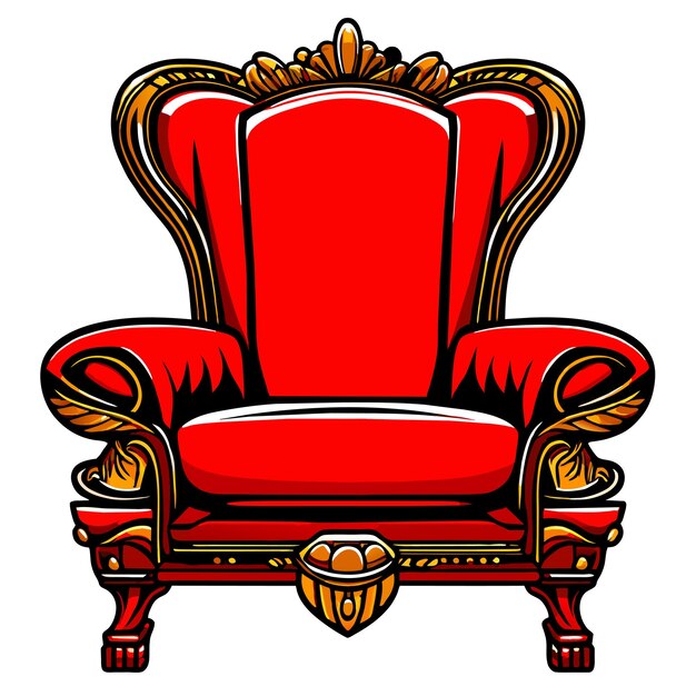 Vector realistic illustration of an ancient red royal throne