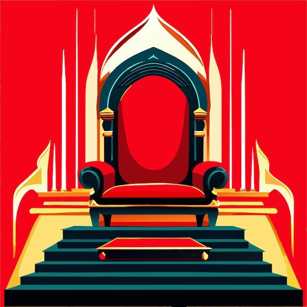 Vector realistic illustration of an ancient red royal throne