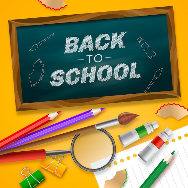 Vector realistic illustration for back to school event