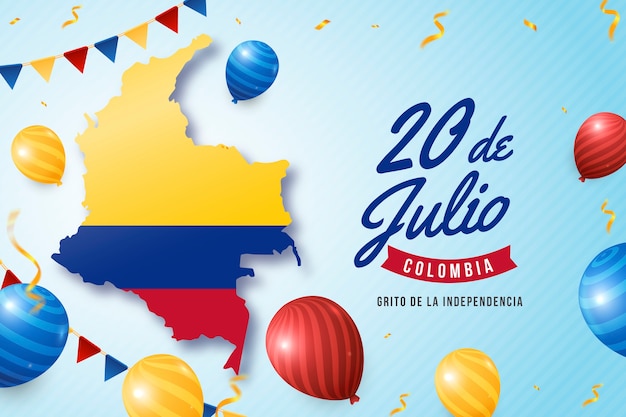 Vector realistic illustration for columbian independence day celebration