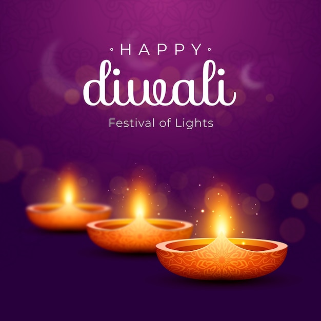 Vector realistic illustration for diwali festival celebration