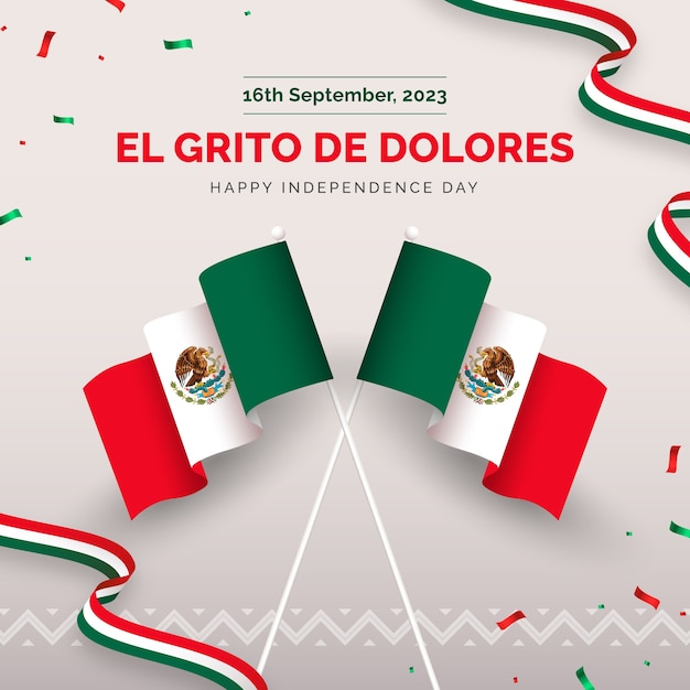 ベクトル メキシコ独立記念日のお祝いのリアルなイラスト