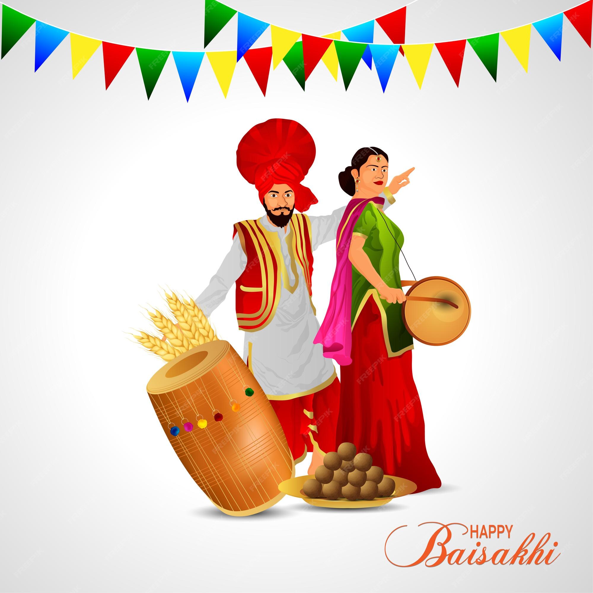 Premium Vector Realistic illustration of happy vaisakhi sikh festival