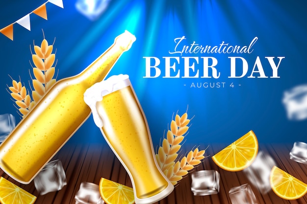 Vector realistic illustration for international beer day celebration