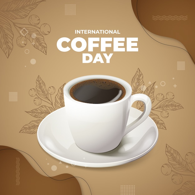 Realistic illustration for international coffee day celebration