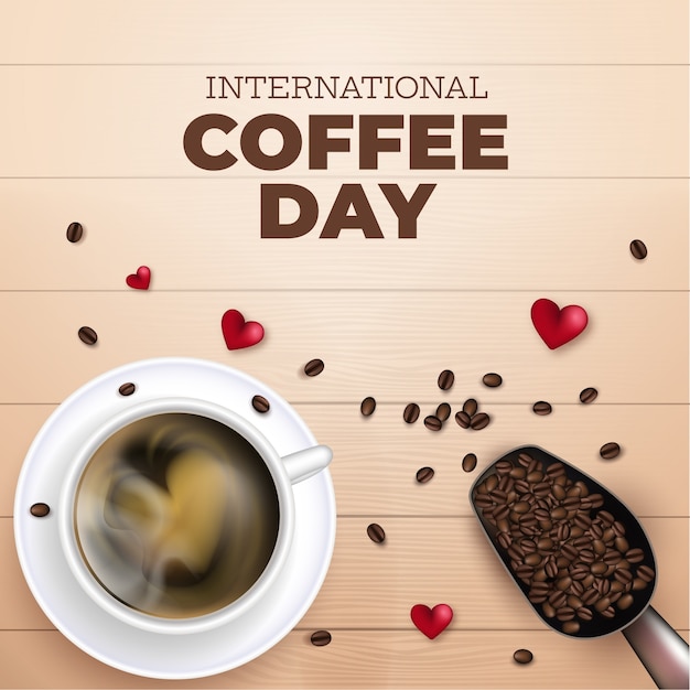 Realistic illustration for international coffee day celebration