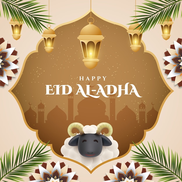 Vettore illustrazione realistica per la celebrazione islamica di eid al-adha