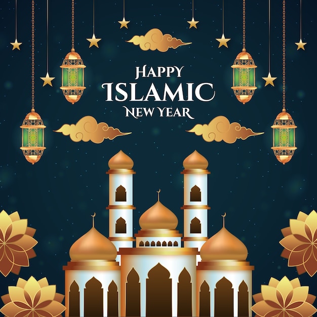 Realistic illustration for islamic new year celebration
