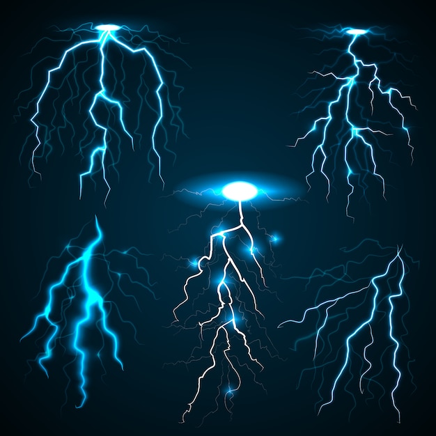 Realistic illustration of lightnings for web