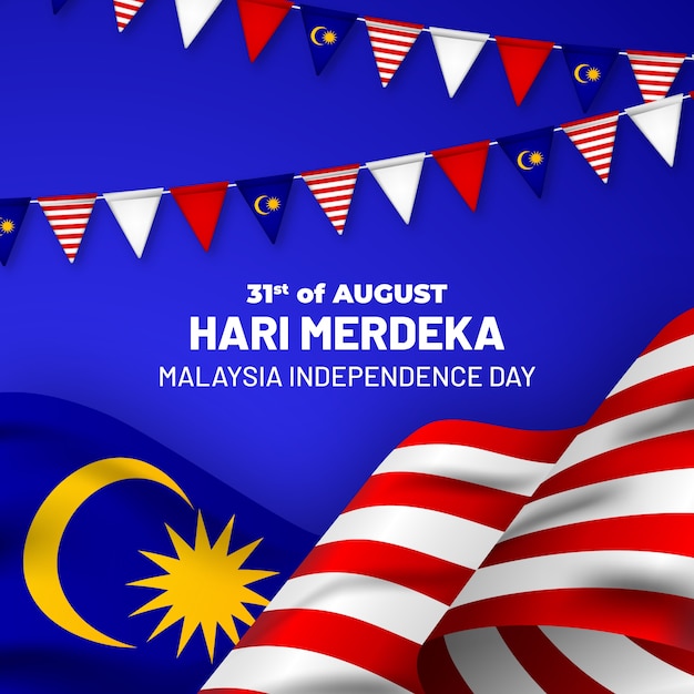 Vector realistic illustration for malaysia day celebration