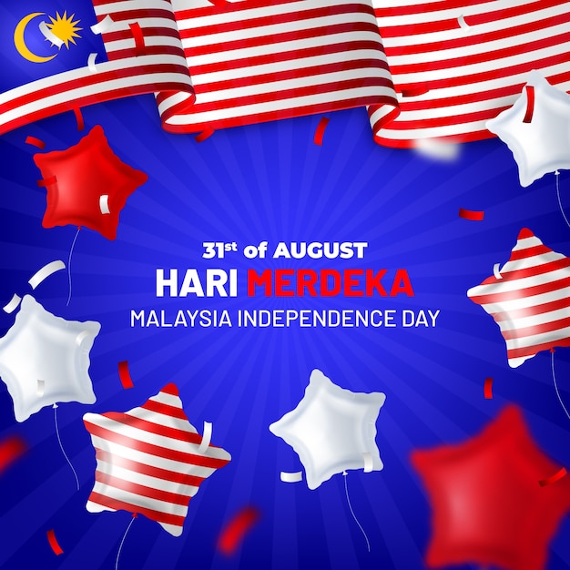 Realistic illustration for malaysia day celebration