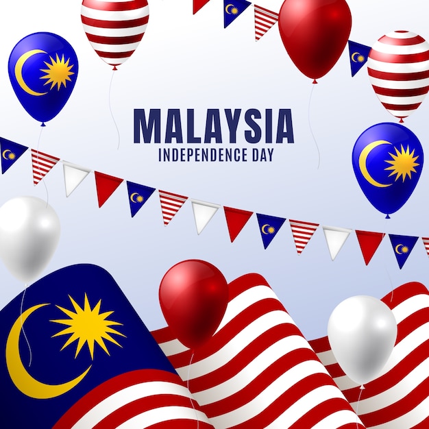 Realistic illustration for malaysia independence day celebration