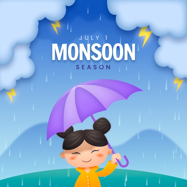 Realistic illustration for monsoon season