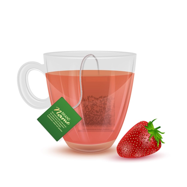 Realistic illustration of Strawberry Tea, tea cup