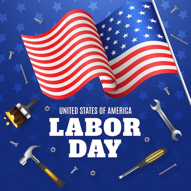 Vector realistic illustration for us labor day celebration