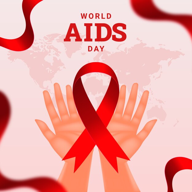 Illustrazione realistica per la consapevolezza della giornata mondiale contro l'AIDS