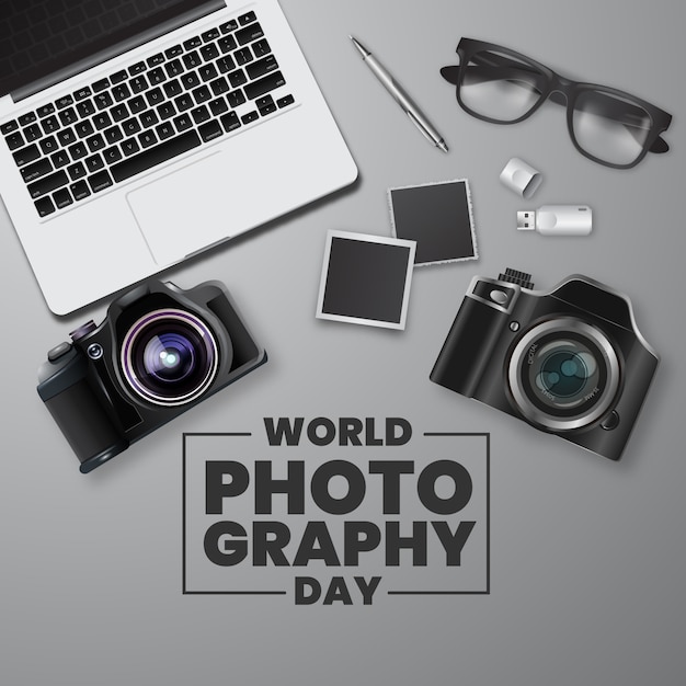 Realistic illustration for world photography day