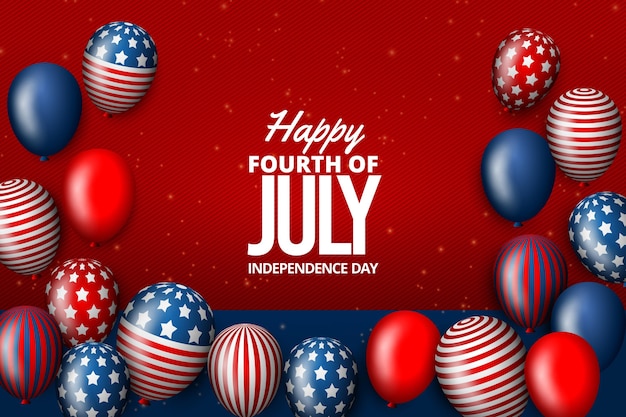 Realistic independence day balloons background