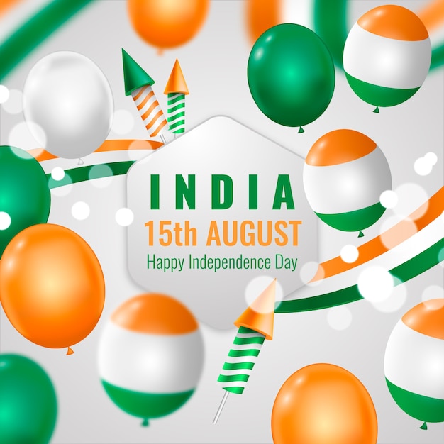 Vector realistic india independence day illustration with balloons