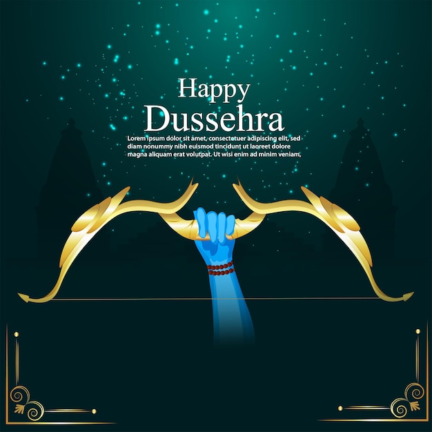 Realistic indian festival happy dussehra celebration card or flyer