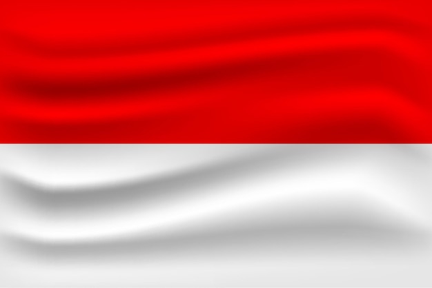 Realistic Indonesian Flag Fabric Waves