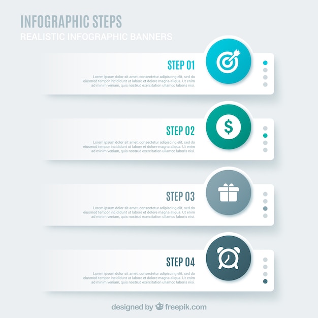 Passi infografica realistici