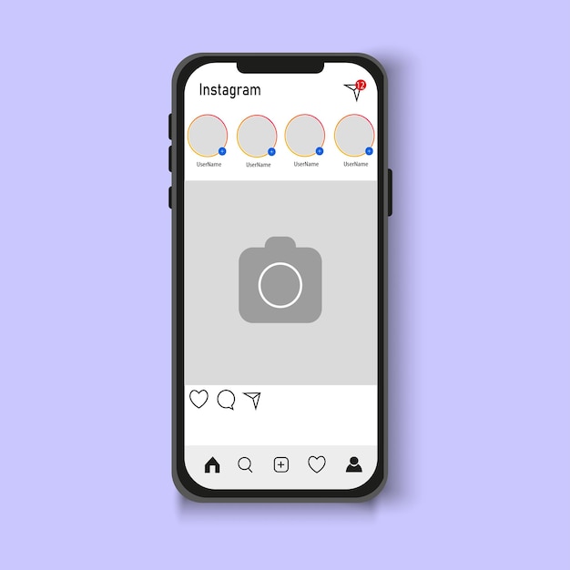 透明な背景を持つ電話のinstagramの投稿の現実的なinstagramのフォトフレーム