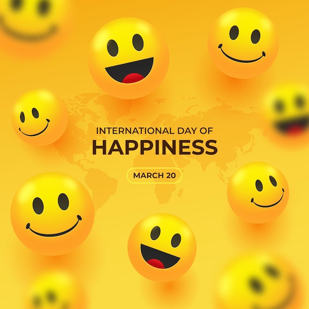 Realistic international day of happiness illustration