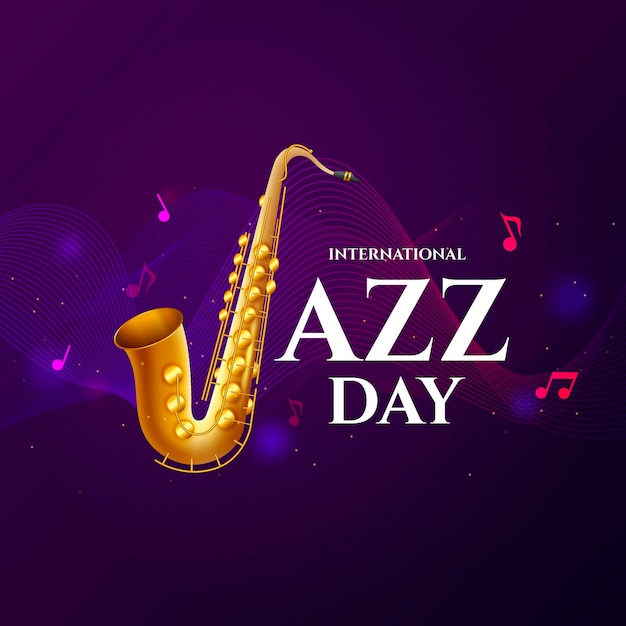 Realistic international jazz day illustration