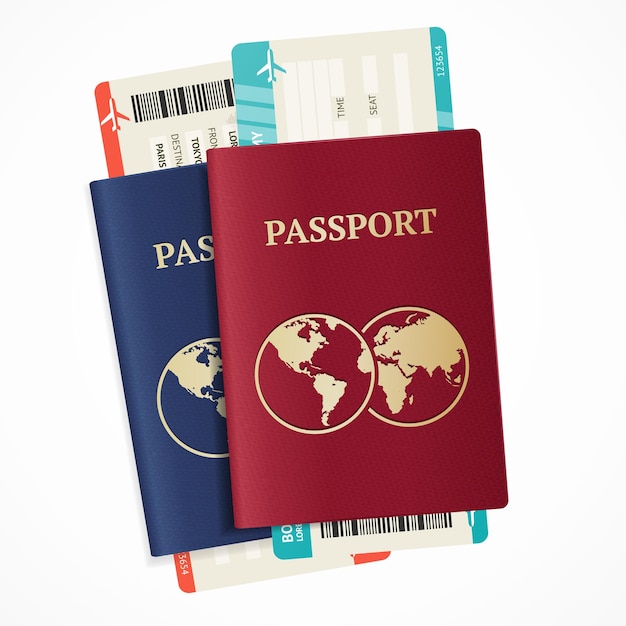 Realistic International Passport Set Vector