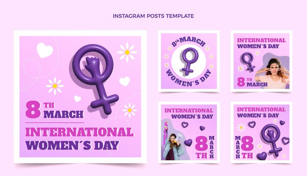 Realistic international women's day instagram posts collection