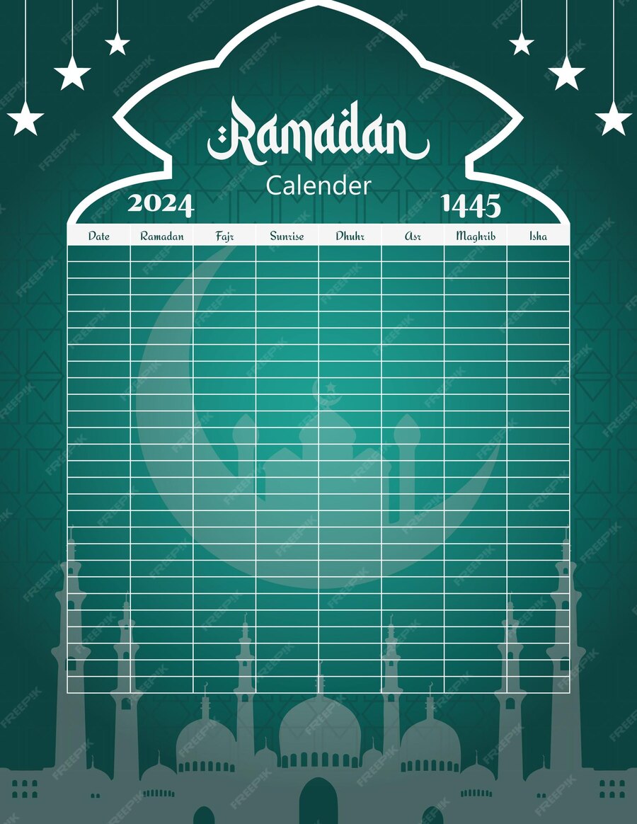 Premium Vector Realistic islamic calendar template ramadan calendar